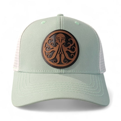 🐙 Octopus Women's Ponytail Hat - Wooden Patch Hat