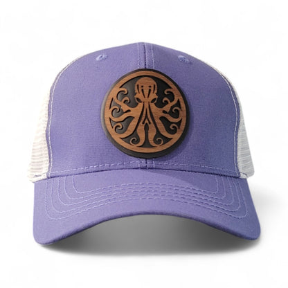 🐙 Octopus Women's Ponytail Hat - Wooden Patch Hat