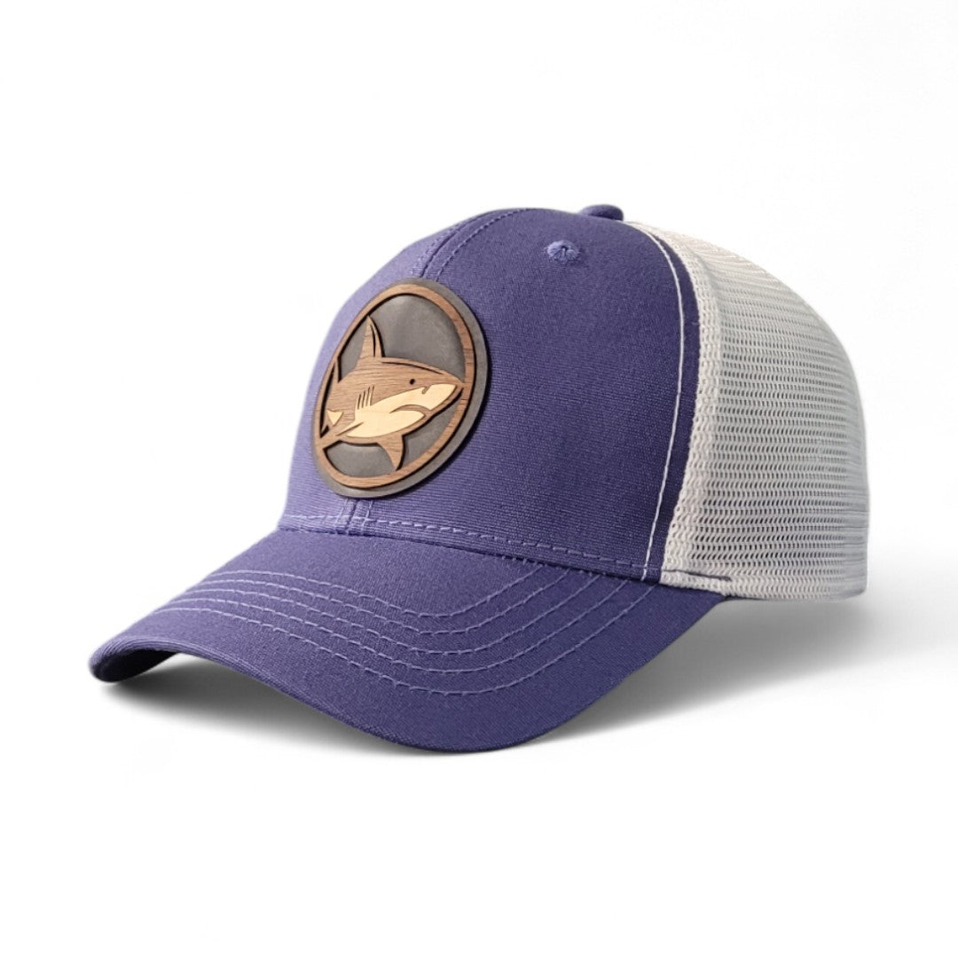 🌊🦈Open Water – Women’s Ponytail Hat – Shark Wooden Patch Hat