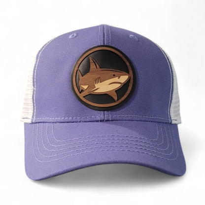 🌊🦈Open Water – Women’s Ponytail Hat – Shark Wooden Patch Hat