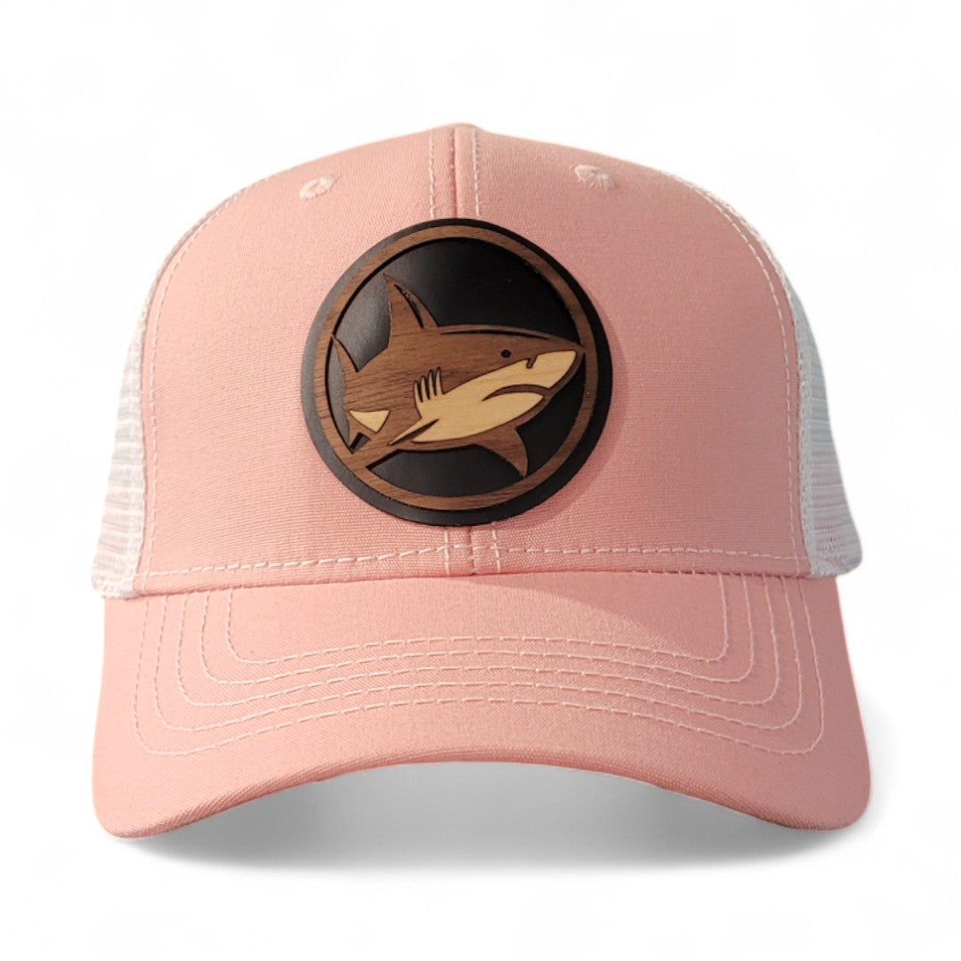 🌊🦈Open Water – Women’s Ponytail Hat – Shark Wooden Patch Hat