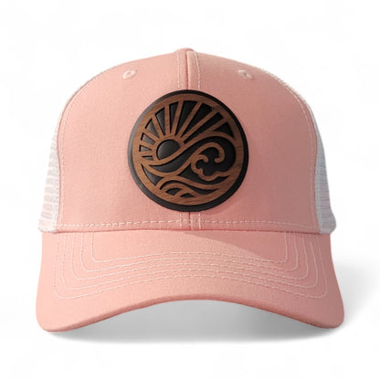 🌅 Sunrise State of Mind – Women’s Ponytail Hat – Sunrise Wooden Patch Hat
