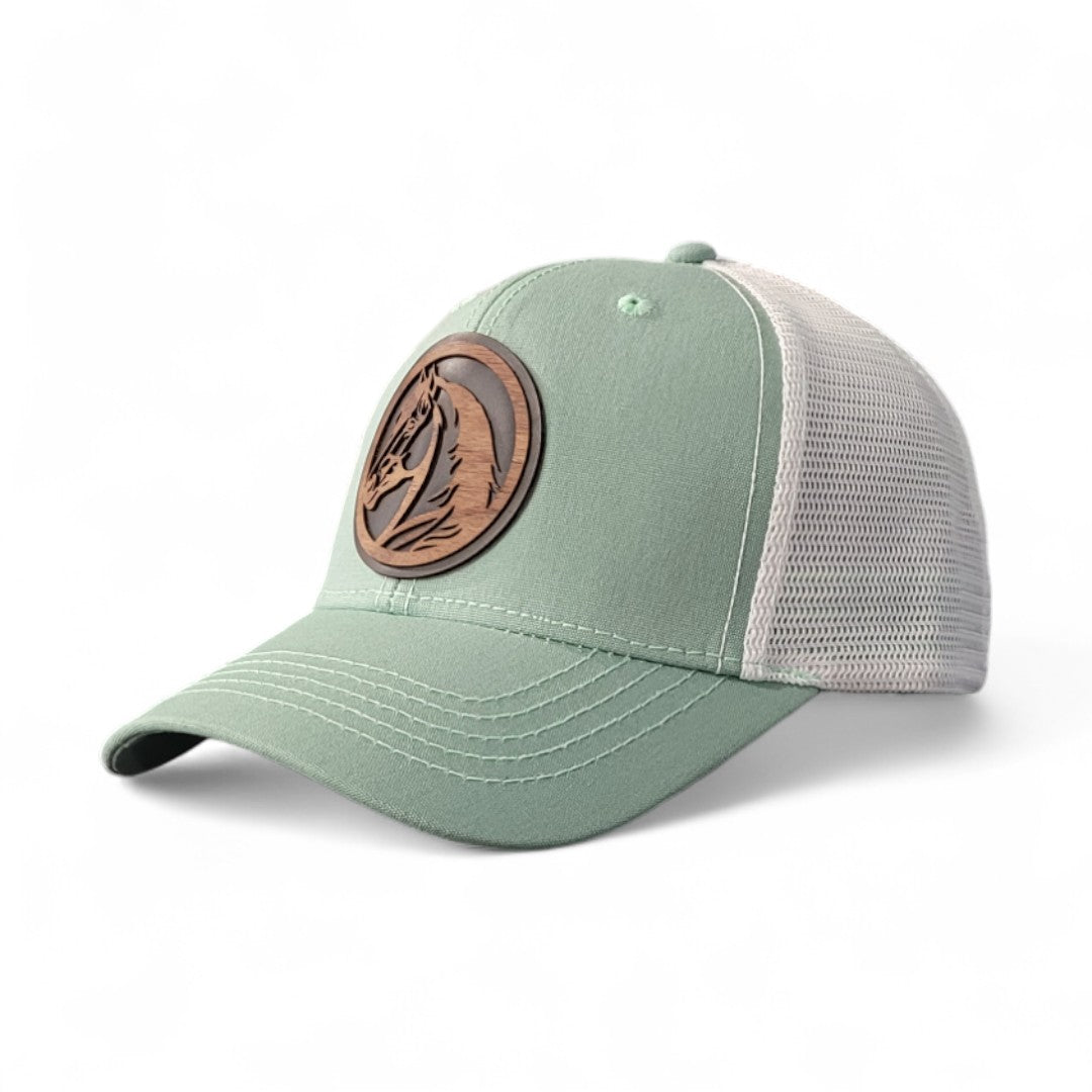 🐎Hold Your Horses Women’s Ponytail Hat – Horse Wooden Patch Hat