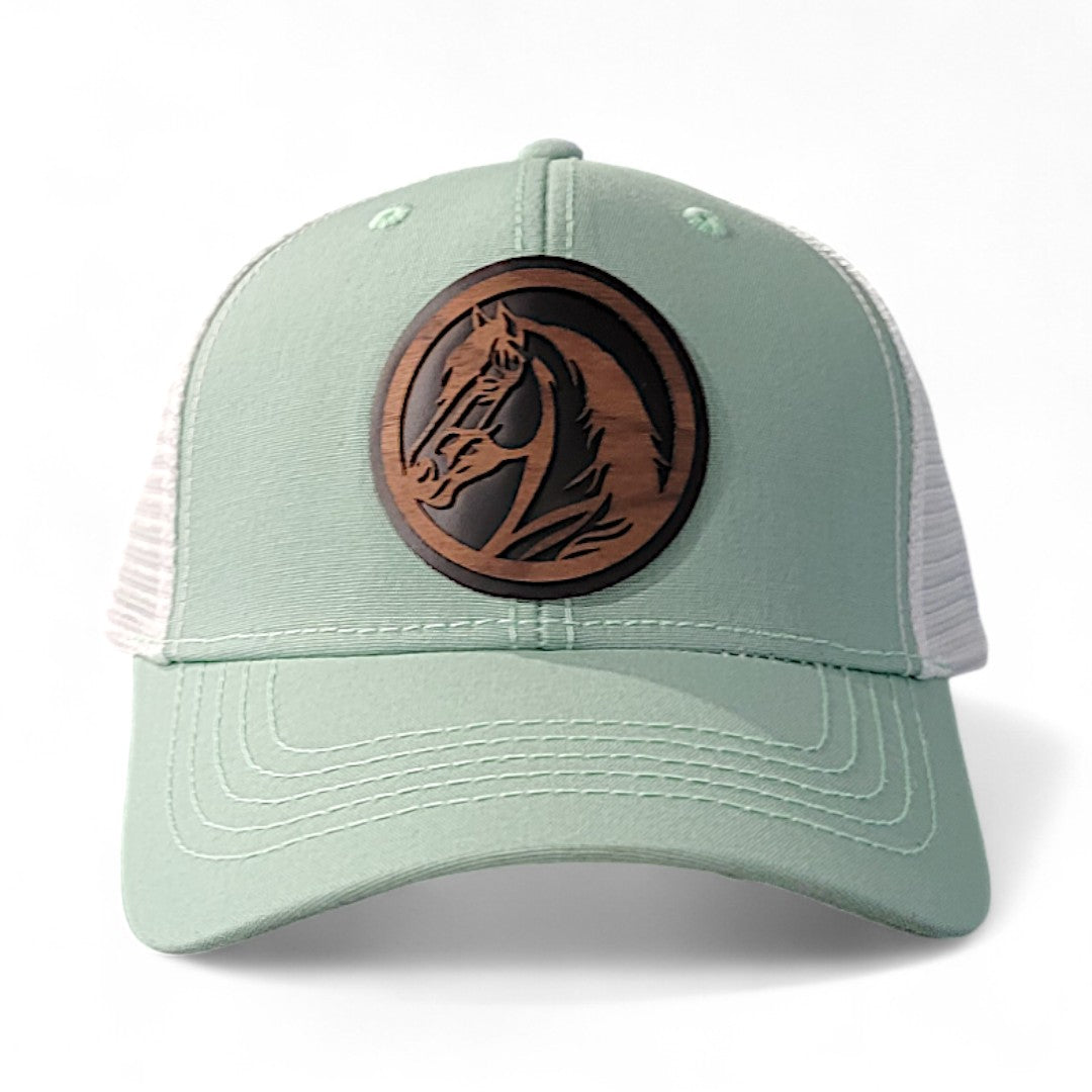 🐎Hold Your Horses Women’s Ponytail Hat – Horse Wooden Patch Hat
