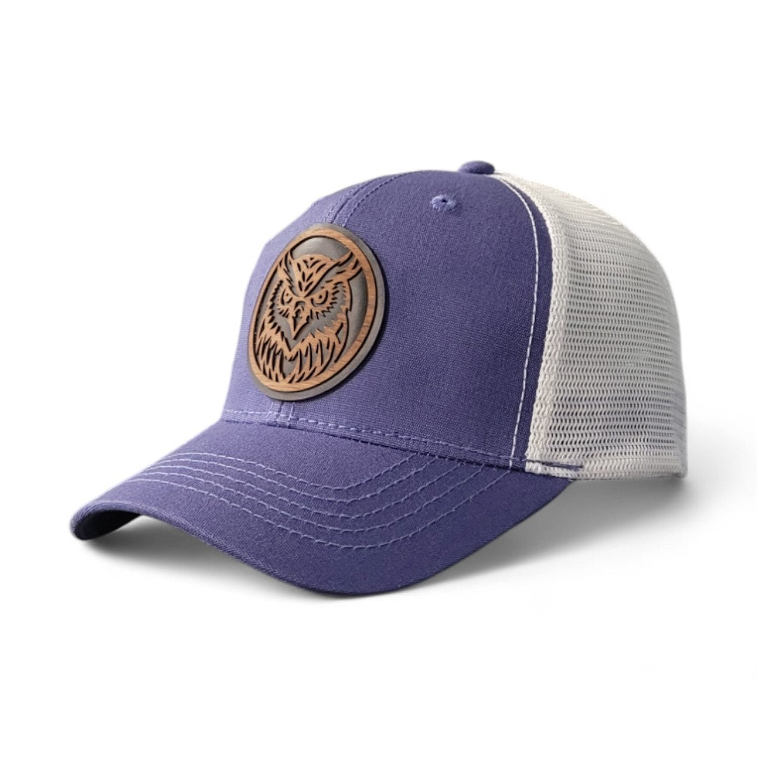 🦉Forest Guardian – Women’s Ponytail Hat – Owl Wooden Patch Hat