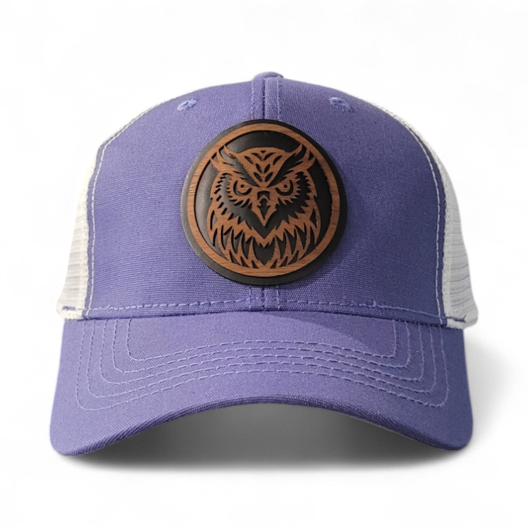 🦉Forest Guardian – Women’s Ponytail Hat – Owl Wooden Patch Hat