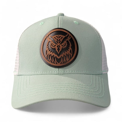 🦉Forest Guardian – Women’s Ponytail Hat – Owl Wooden Patch Hat