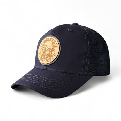 🍻Drink Local Women’s Ponytail Trucker Hat – Wooden Patch Hat