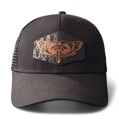 🦋Midnight Moth – Women’s Ponytail Hat – Wooden Patch Hat