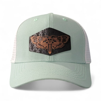 🦋Midnight Moth – Women’s Ponytail Hat – Wooden Patch Hat