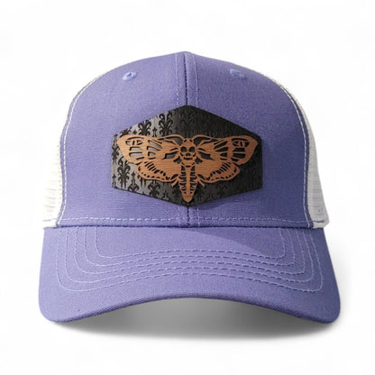 🦋Midnight Moth – Women’s Ponytail Hat – Wooden Patch Hat