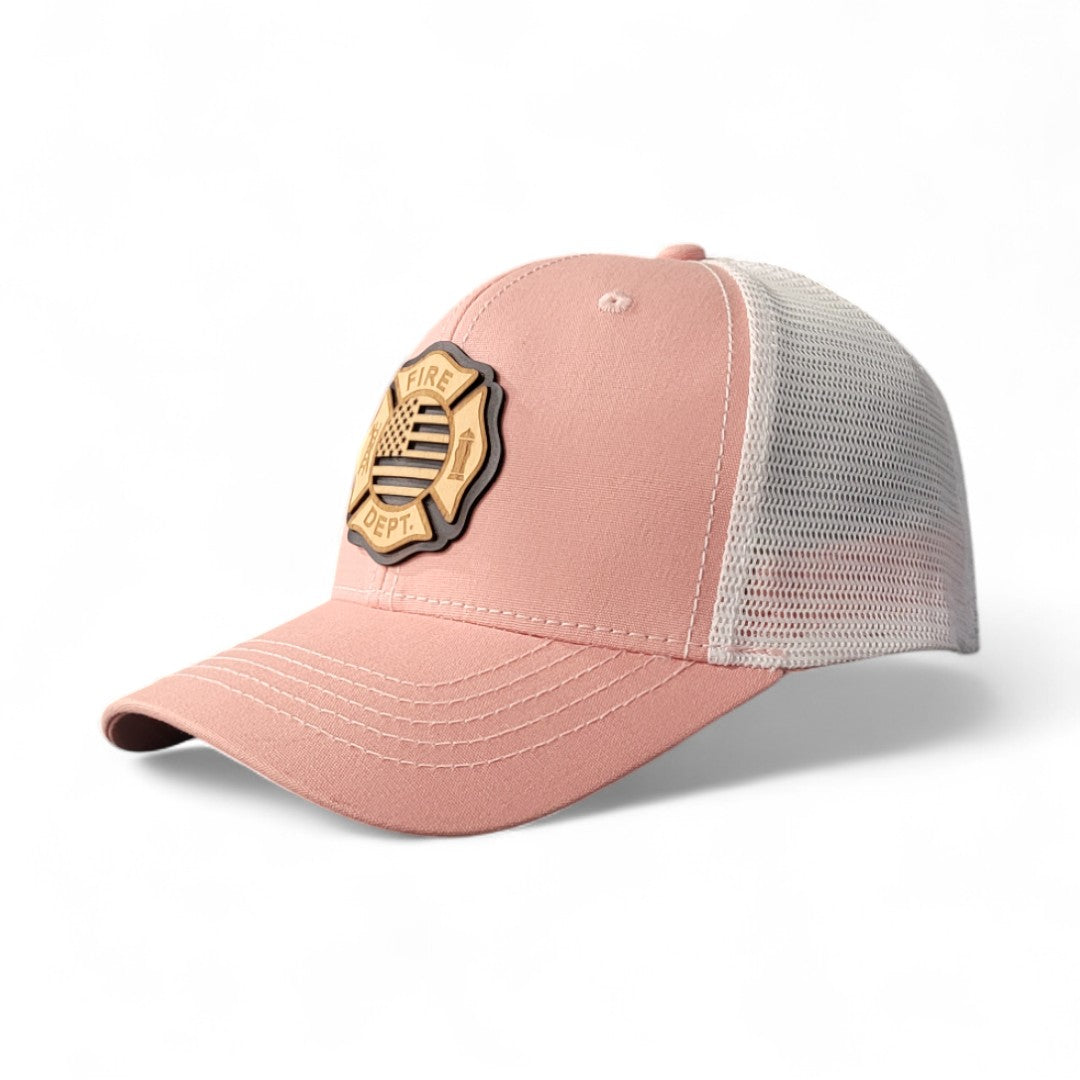 🚒🔥⛑️Fire Dept. Pride – Women’s Ponytail Hat - Wooden Patch Hat