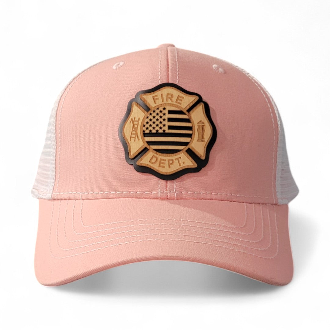 🚒🔥⛑️Fire Dept. Pride – Women’s Ponytail Hat - Wooden Patch Hat