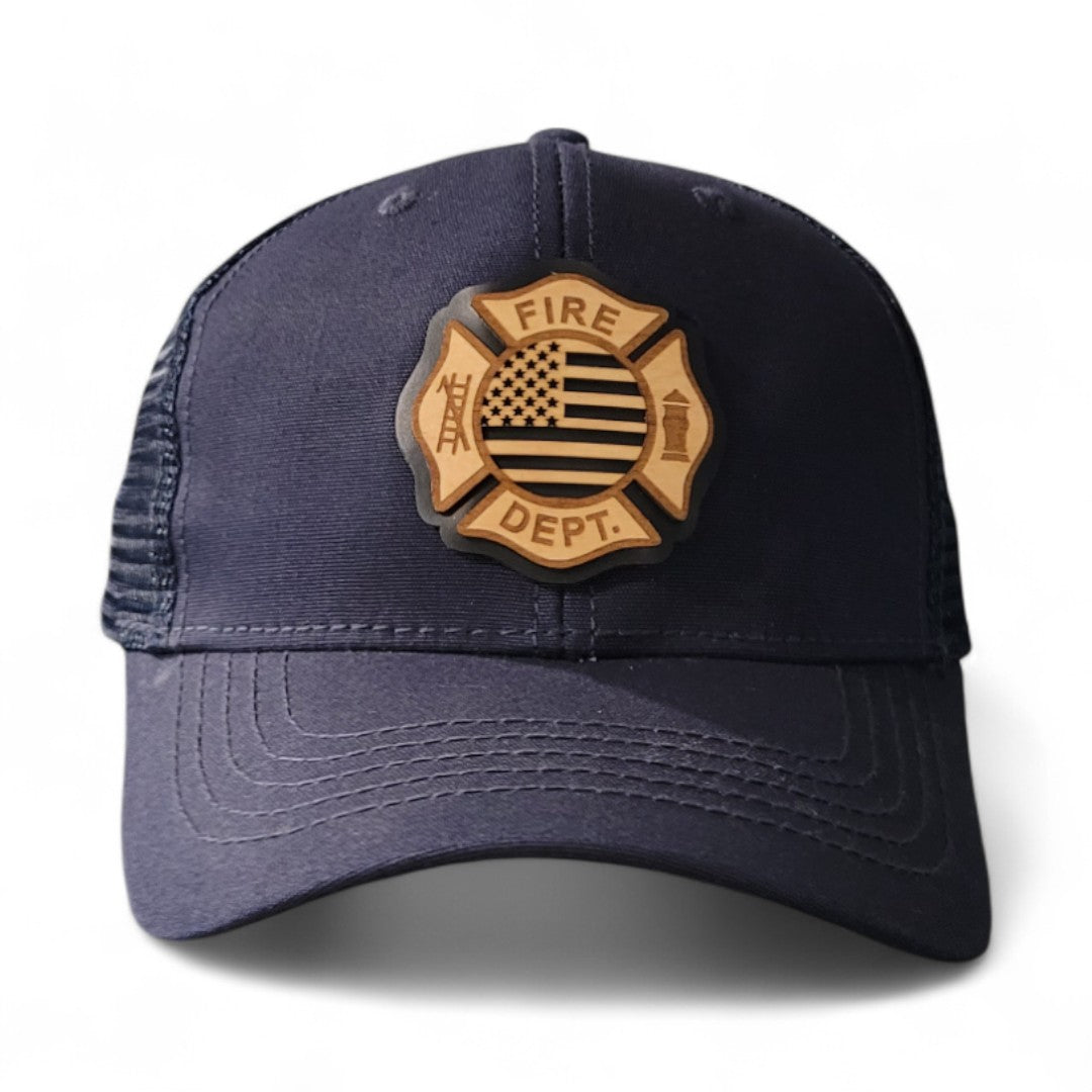 🚒🔥⛑️Fire Dept. Pride – Women’s Ponytail Hat - Wooden Patch Hat
