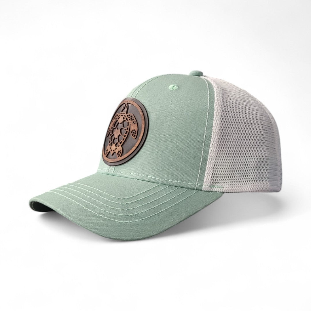 🌊🐢 Shell Yeah! – Women’s Ponytail Hat – Sea Turtle Wooden Patch Hat