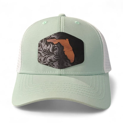 🌴🌊☀️ Florida Tropics – Women's Ponytail Hat – Wooden Patch Hat