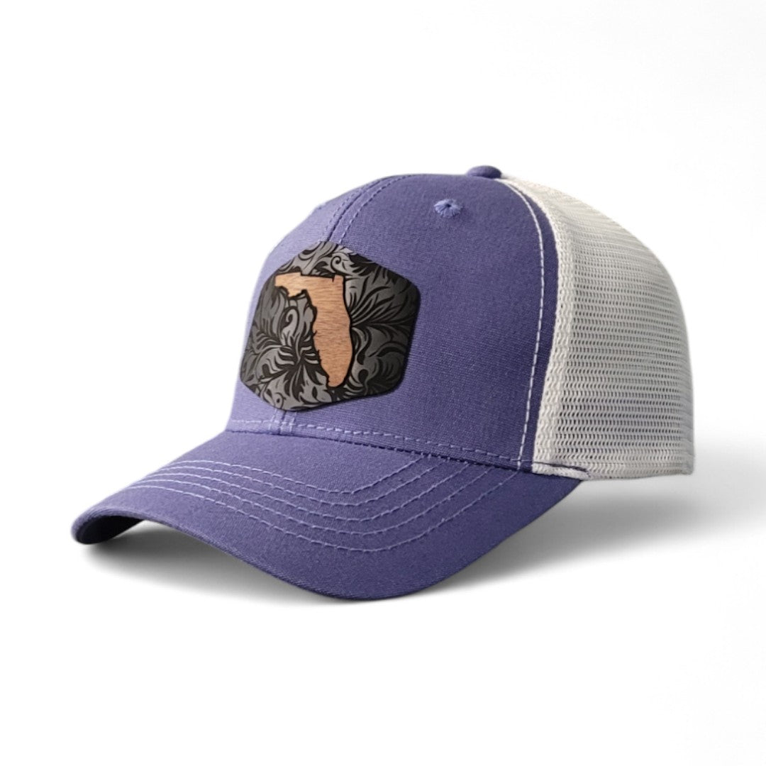 🌴🌊☀️ Florida Tropics – Women's Ponytail Hat – Wooden Patch Hat