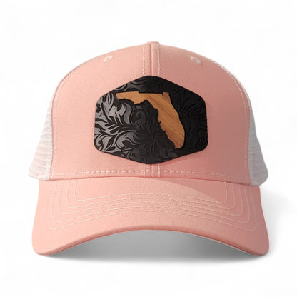 🌴🌊☀️ Florida Tropics – Women's Ponytail Hat – Wooden Patch Hat