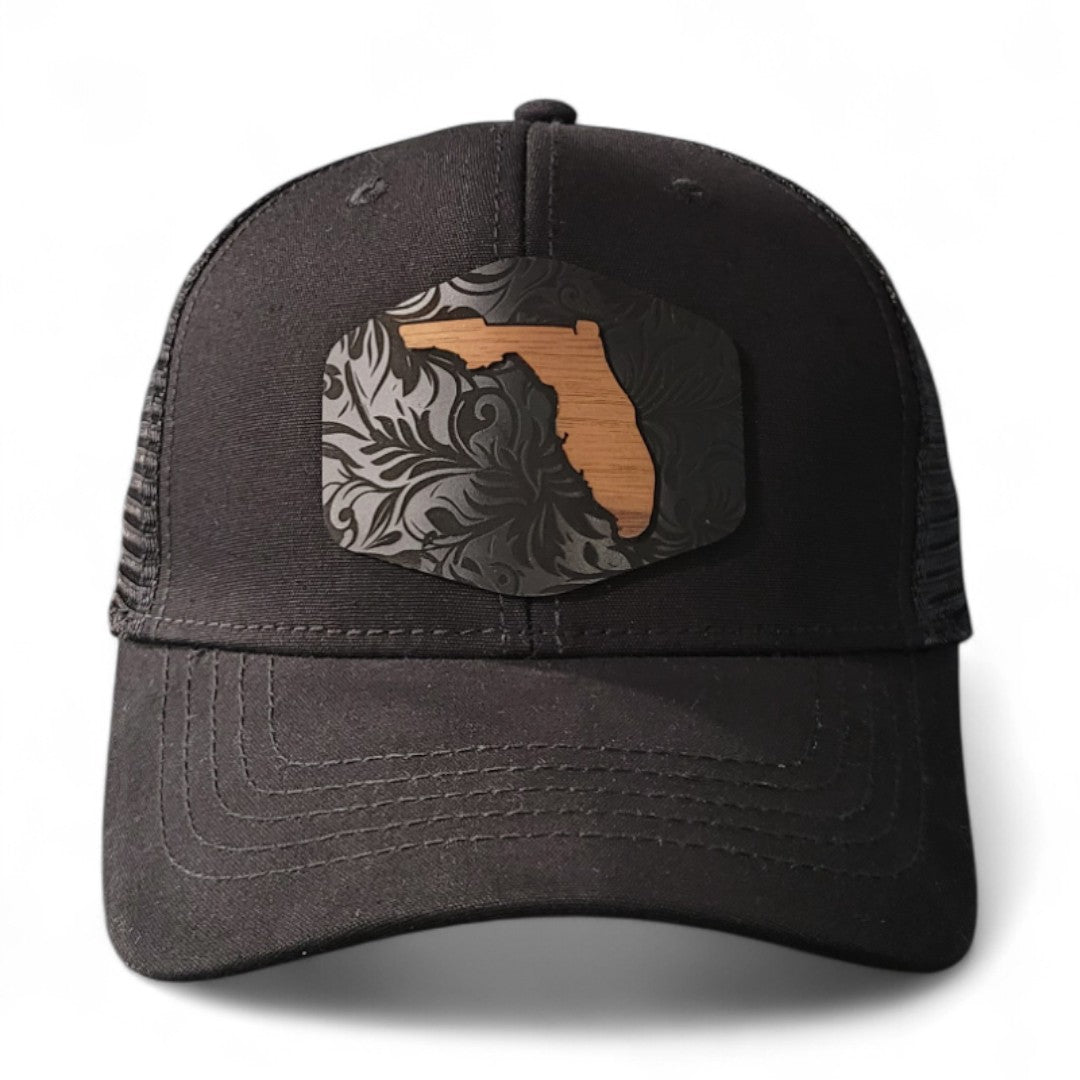 🌴🌊☀️ Florida Tropics – Women's Ponytail Hat – Wooden Patch Hat