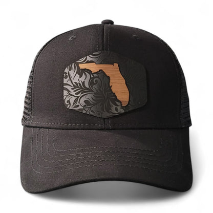 🌴🌊☀️ Florida Tropics – Women's Ponytail Hat – Wooden Patch Hat