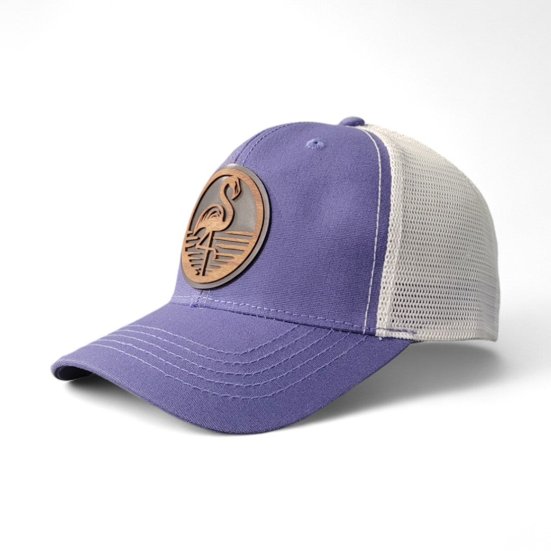 🦩Flamingo Vibes Women’s Ponytail Hat – Wooden Patch Hat