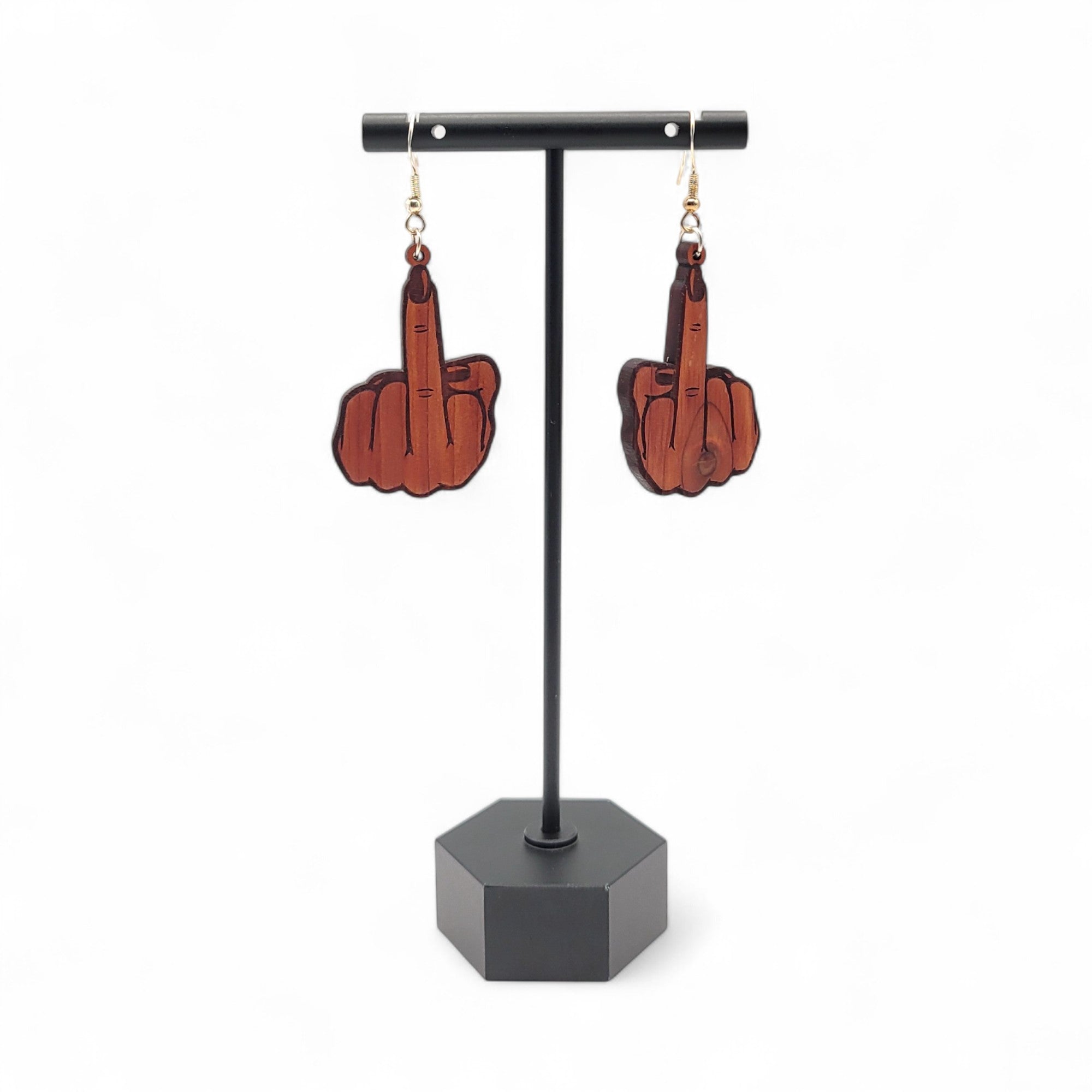 🖕💁‍♀️✨Flipping Fabulous – Wooden Middle Finger Earrings