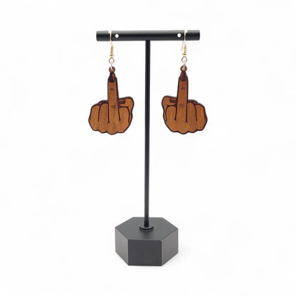 🖕💁‍♀️✨Flipping Fabulous – Wooden Middle Finger Earrings