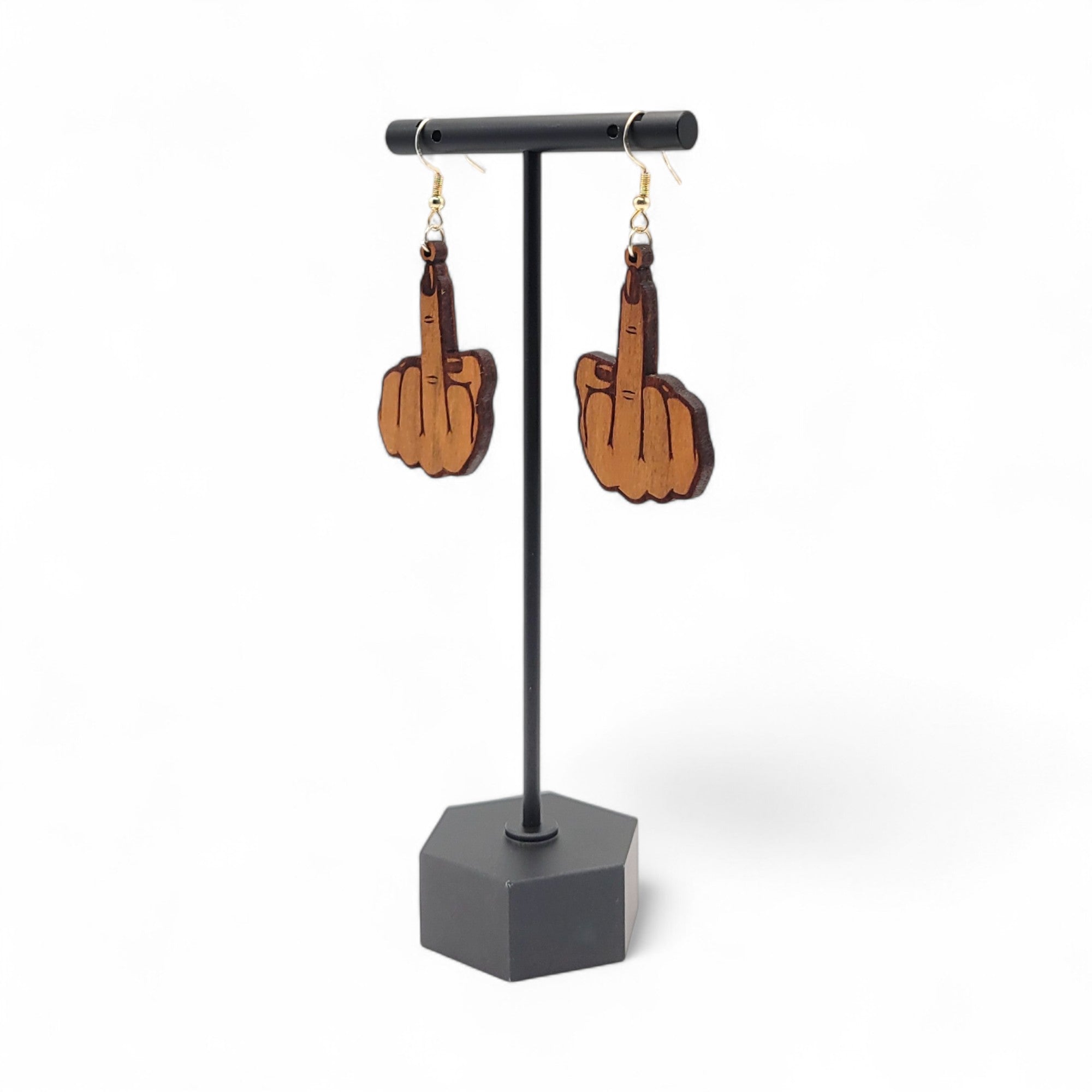 🖕💁‍♀️✨Flipping Fabulous – Wooden Middle Finger Earrings