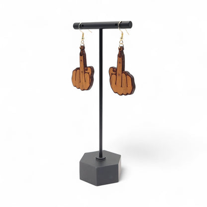 🖕💁‍♀️✨Flipping Fabulous – Wooden Middle Finger Earrings