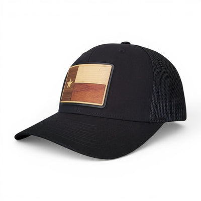 Lonestar State Wooden Patch  Hat — Real Wood Texas Flag