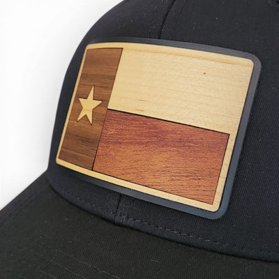 Lonestar State Wooden Patch  Hat — Real Wood Texas Flag