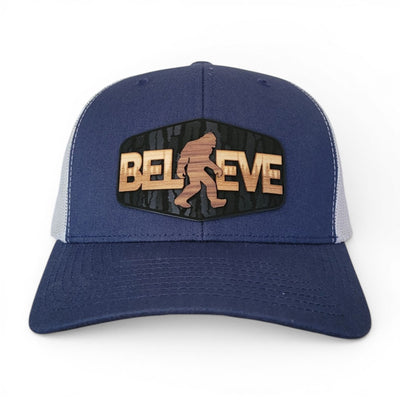 "Believe" Bigfoot Wooden Patch Hat | Handcrafted Sasquatch Hat
