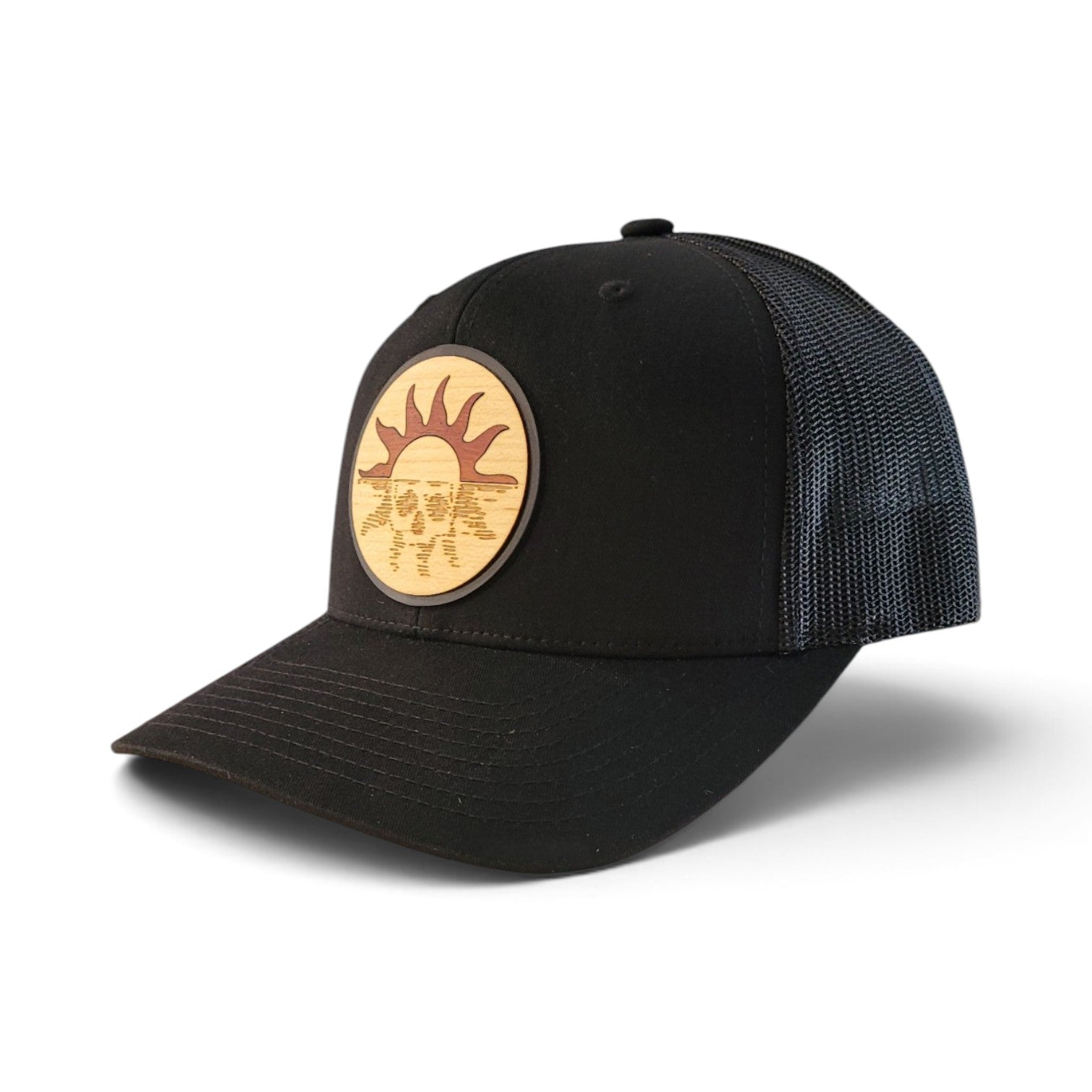 Skull Sunset Wood Patch Hat