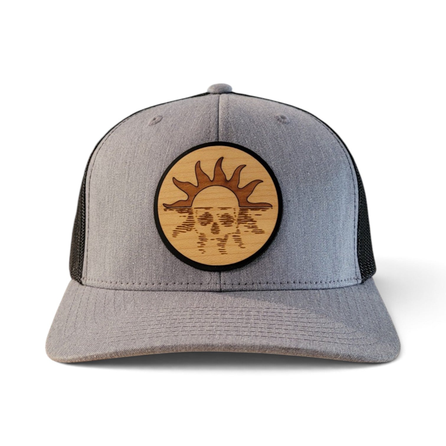 Skull Sunset Wood Patch Hat