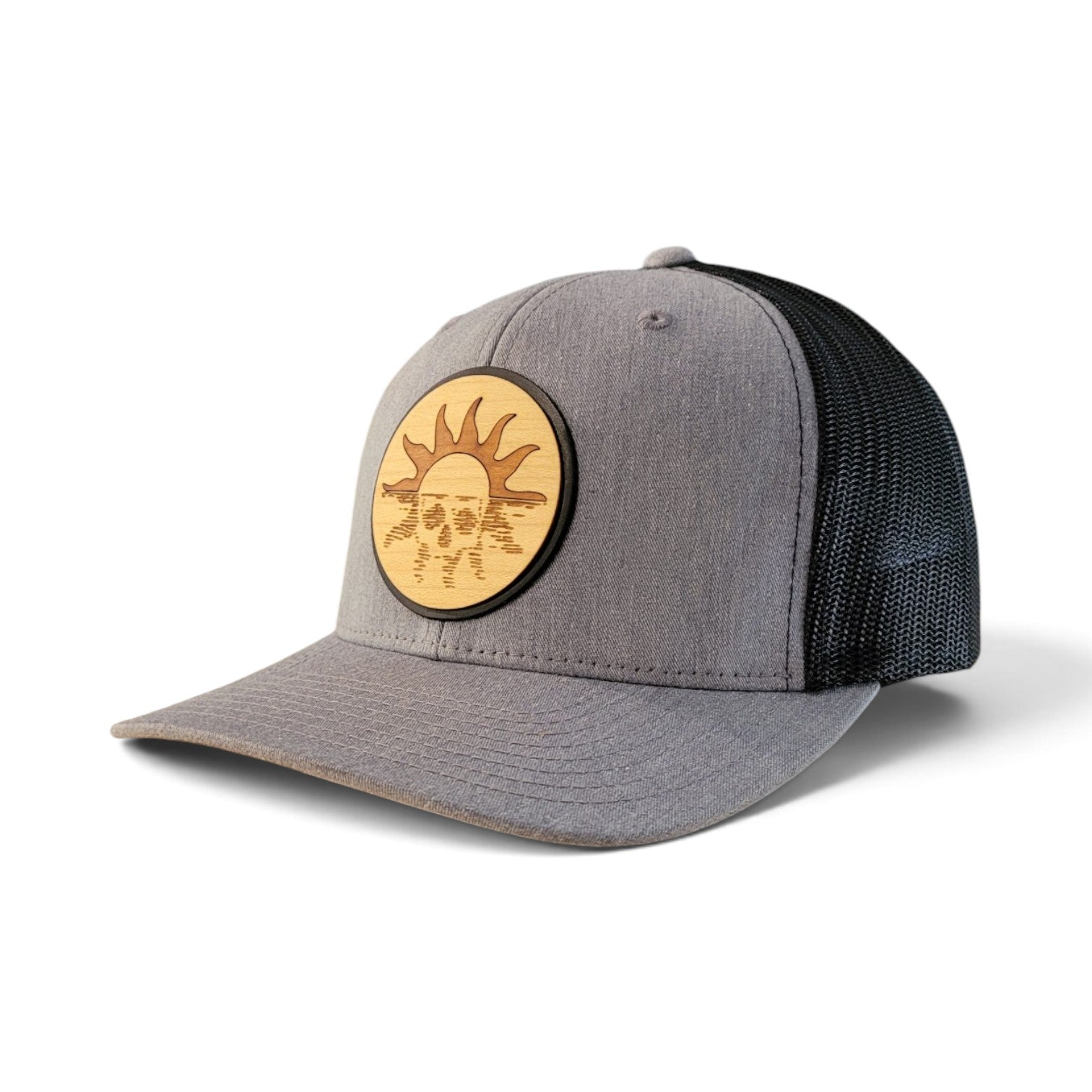 Skull Sunset Wood Patch Hat