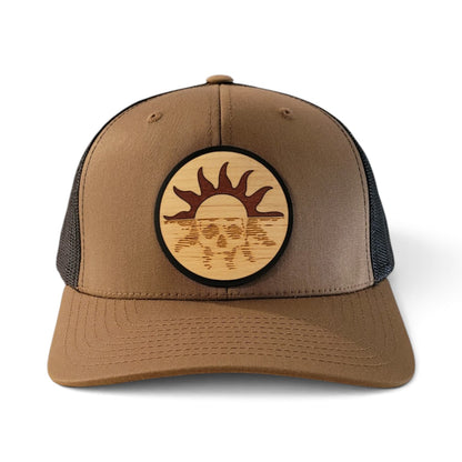 Skull Sunset Wood Patch Hat