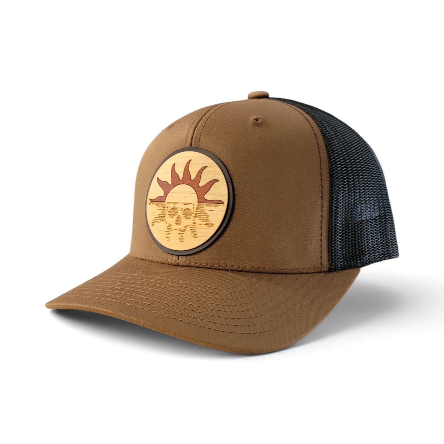 Skull Sunset Wood Patch Hat