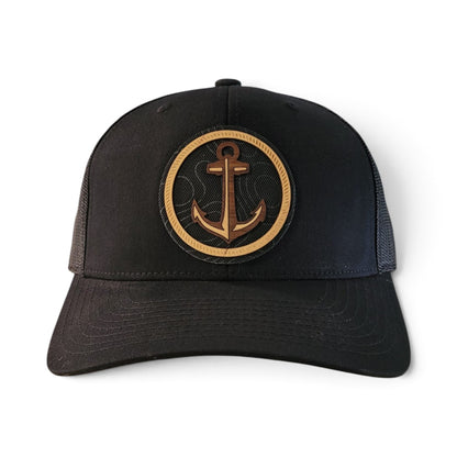 Nautical Anchor Wood Patch Hat