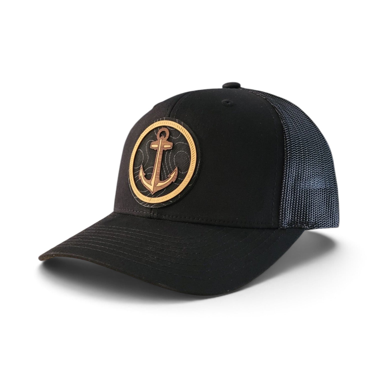 Nautical Anchor Wood Patch Hat