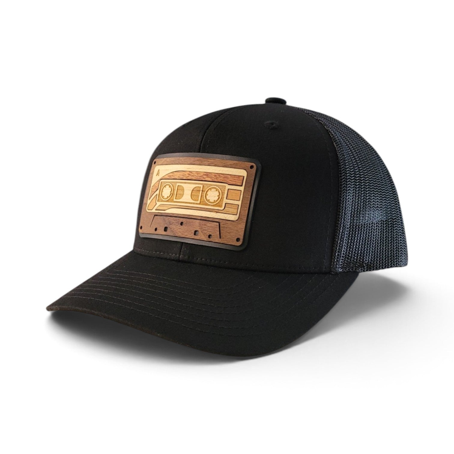 Retro Cassette Wood Patch Hat | Throwback Mixtape Edition