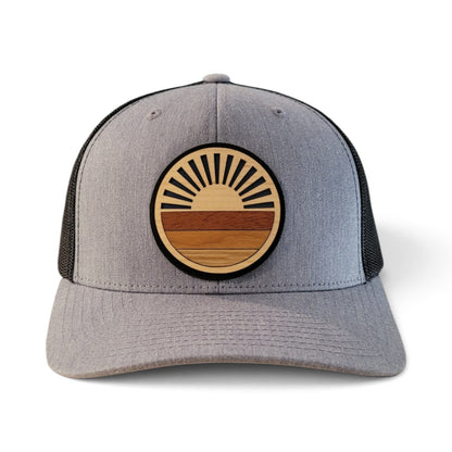 Retro Sunrise Wood Patch Hat