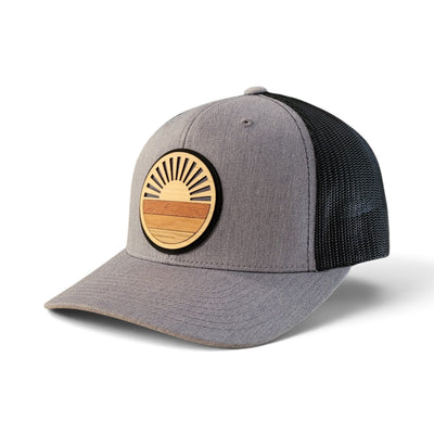 Retro Sunrise Wood Patch Hat