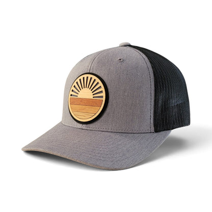 Retro Sunrise Wood Patch Hat