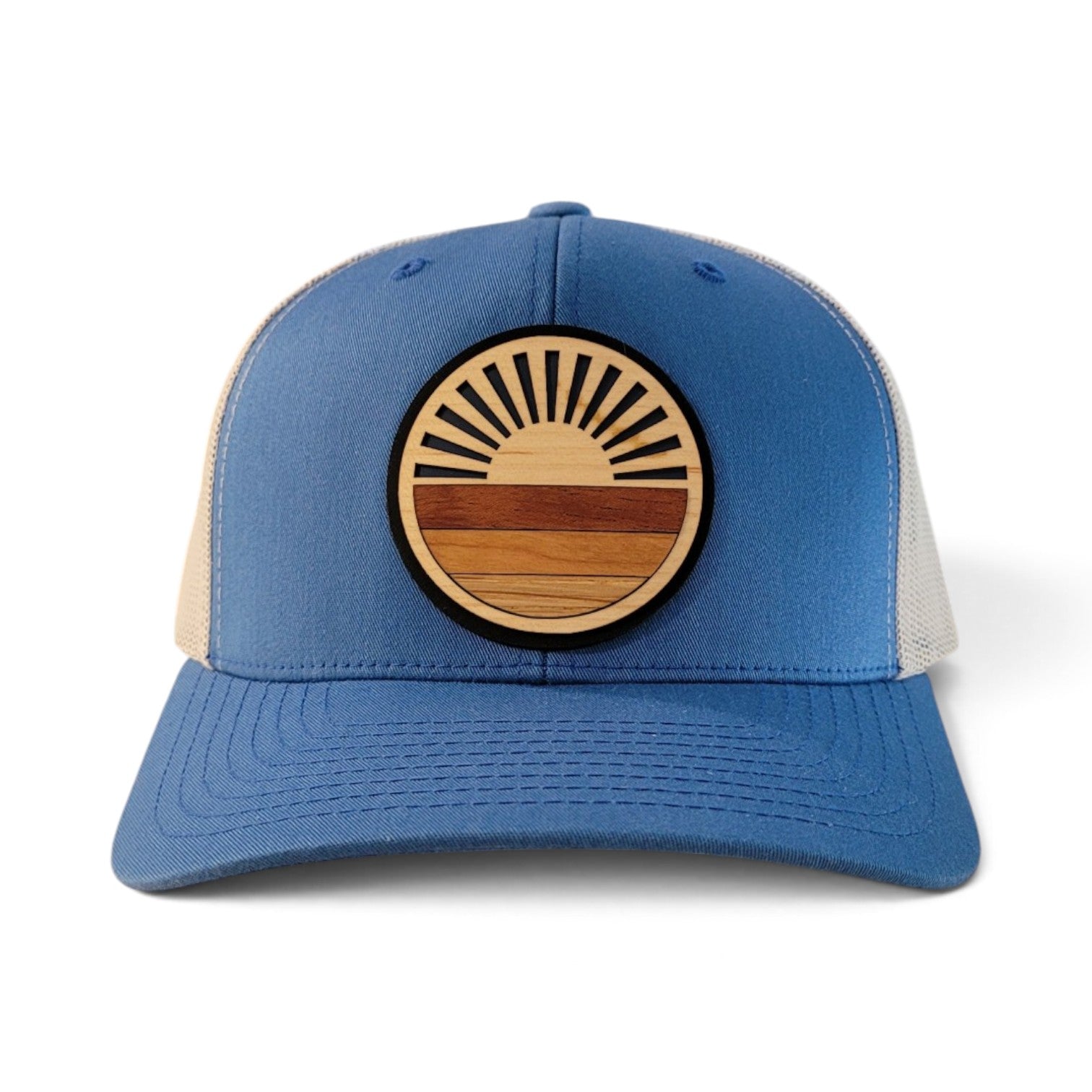 Retro Sunrise Wood Patch Hat