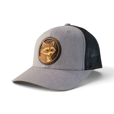 The Trash Panda | Raccoon Wooden Patch Trucker Hat