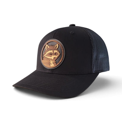 The Trash Panda | Raccoon Wooden Patch Trucker Hat