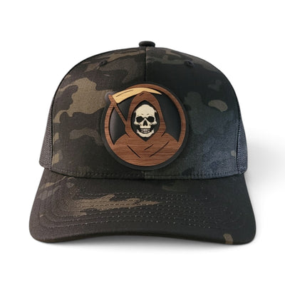 The Reaper – Glow-in-the-Dark Skull Wooden Patch Trucker Hat