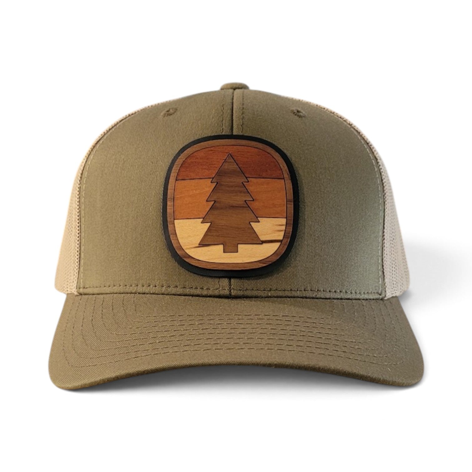 Forest Horizon - Layered Wooden Patch Trucker Hat