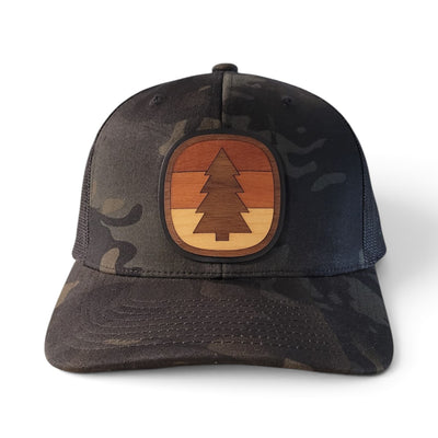 Forest Horizon - Layered Wooden Patch Trucker Hat