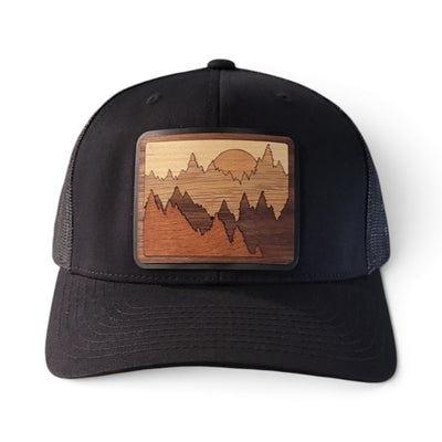 The Great Outdoors – Layered Mountain Wooden Patch Trucker Hat
